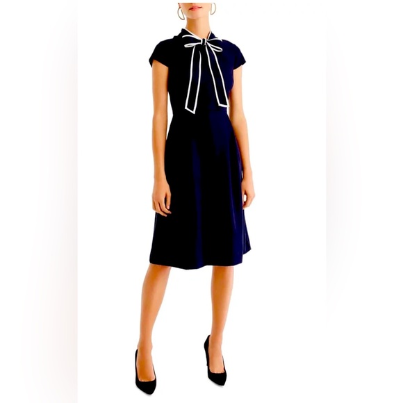 J. Crew Dresses & Skirts - NWT J CREW Tie Neck dress in 365 Crepe Navy